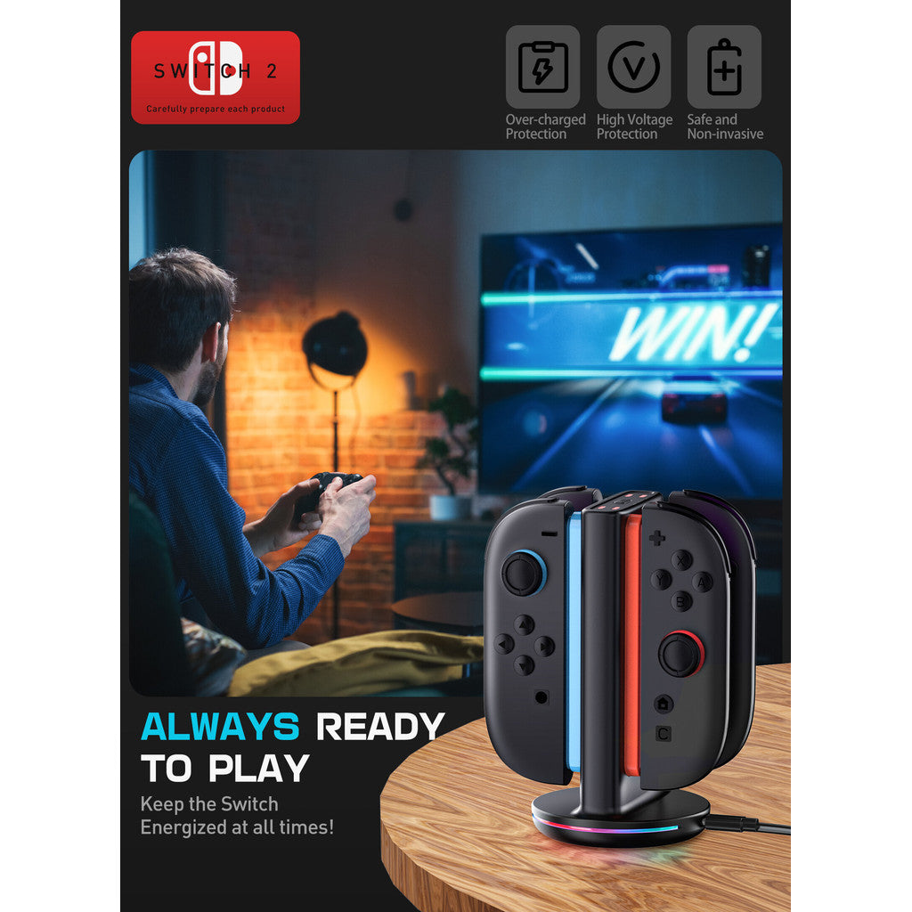 SUPCASE Charging Dock for Nintendo Switch 2 Joy Con Supports Dual Direction Charging 9 Light Modes