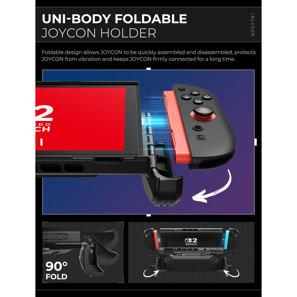 i-Blason Matrix for Nintendo Switch 2 Case with Stand Dockable Foldable JoyCon Holder Game Card Storage Ergonomic Design