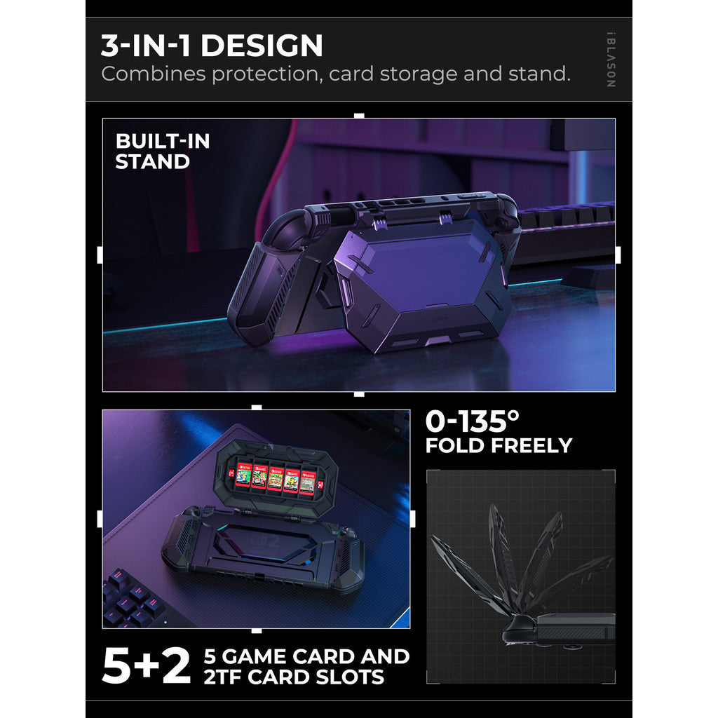 i-Blason Matrix for Nintendo Switch 2 Case with Stand Dockable Foldable JoyCon Holder Game Card Storage Ergonomic Design