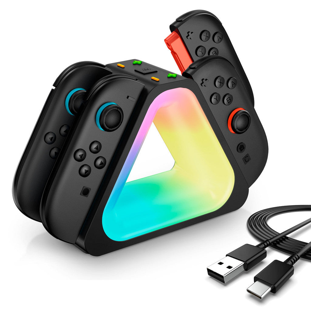 i-Blason Charging Dock for Nintendo Switch 2 Joycon Controller 7 Adjustable RGB Lighting Design 4 in 1 LED Indication