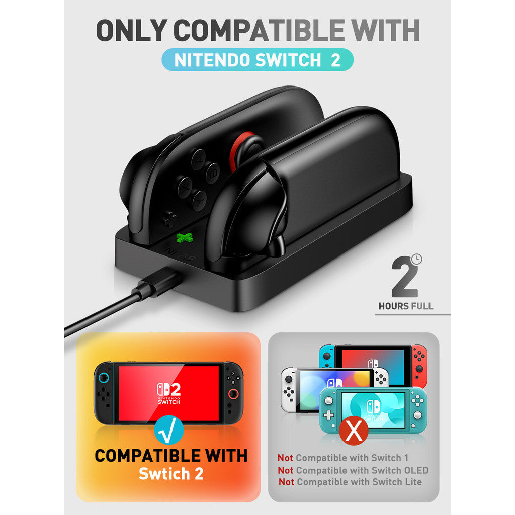 i-Blason Charging Dock Compatible with Nintendo Switch 2 for JoyCon Controller Portable Charger Station LED Indication
