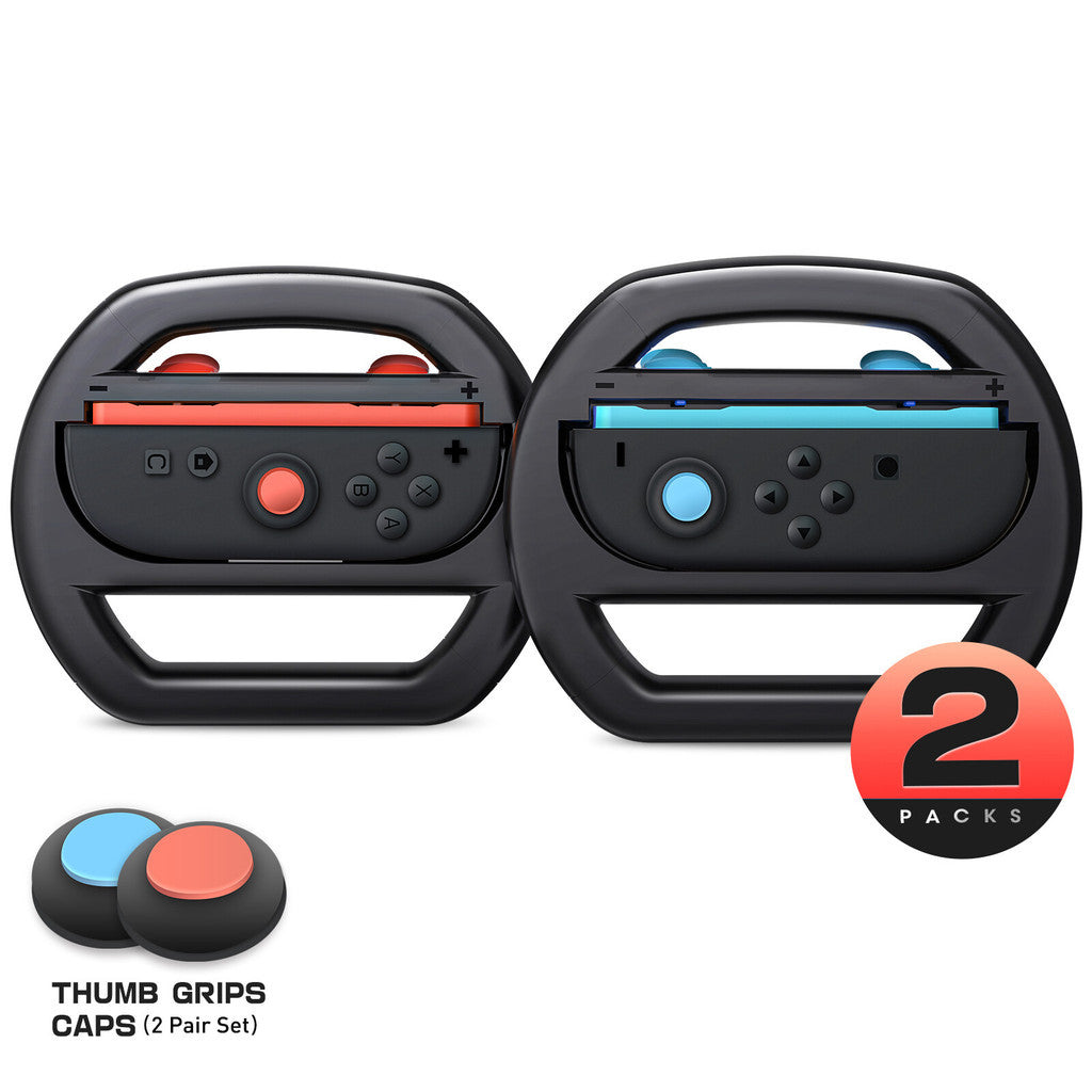 i-Blason Steering Wheel for Nintendo Switch 2 JoyCons Racing Wheel Games Mario Kart 8 Deluxe with Rocker Caphead 2 Pack