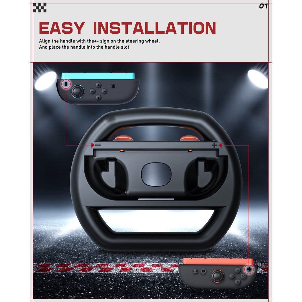 i-Blason Steering Wheel for Nintendo Switch 2 JoyCons Racing Wheel Games Mario Kart 8 Deluxe with Rocker Caphead 2 Pack