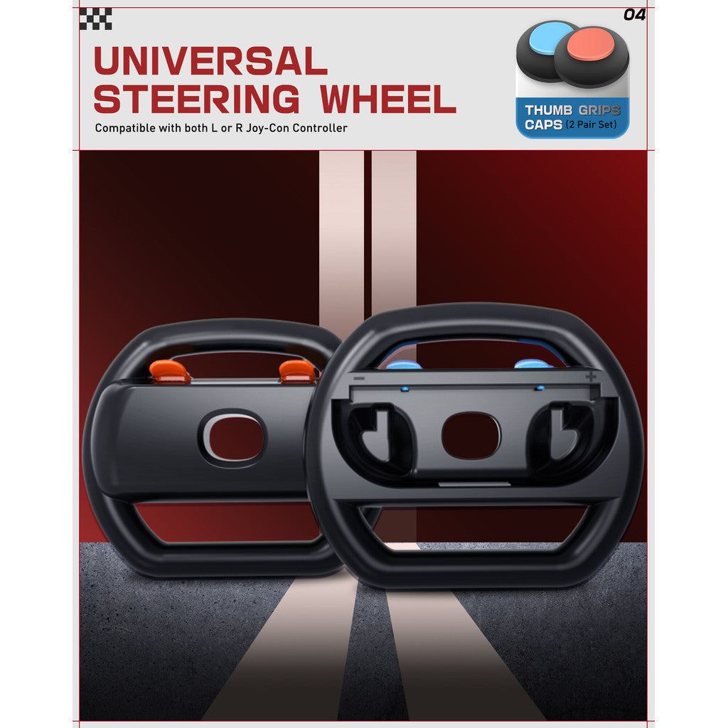 i-Blason Steering Wheel for Nintendo Switch 2 JoyCons Racing Wheel Games Mario Kart 8 Deluxe with Rocker Caphead 2 Pack