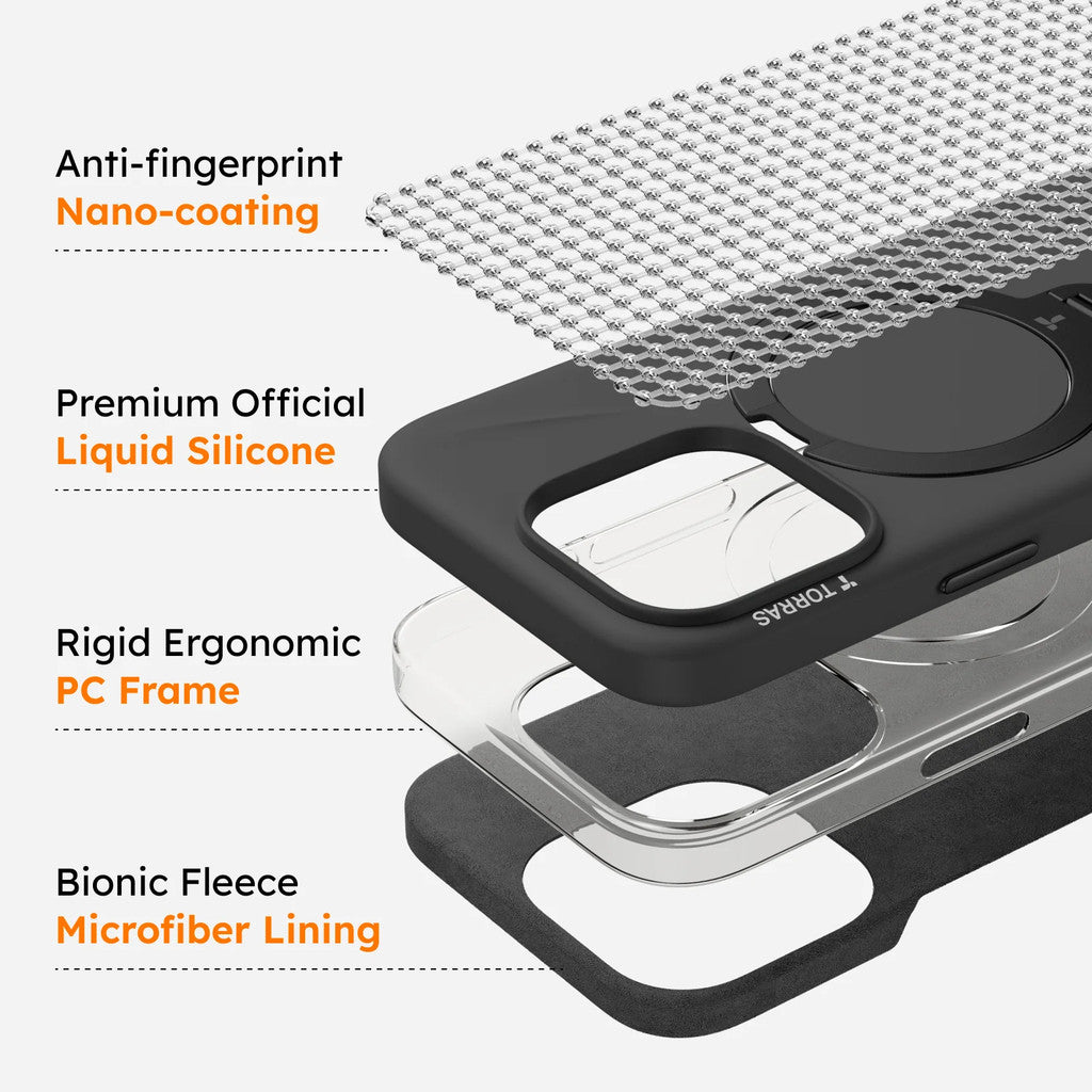 TORRAS Ostand Spin Fusion Silicone Series for iPhone 16 Pro Max