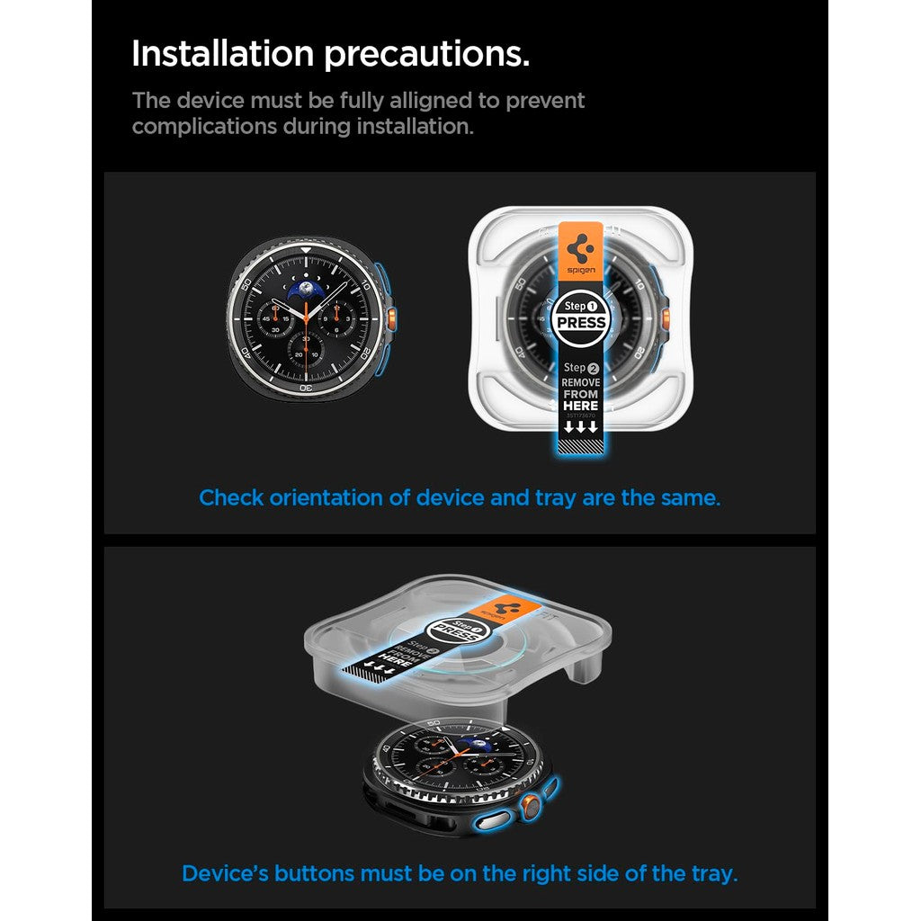 Spigen Glas.tR EZ Fit Tempered Glass Screen Protector Guard for Galaxy Watch 8 Classic (46mm) [2 Pack]