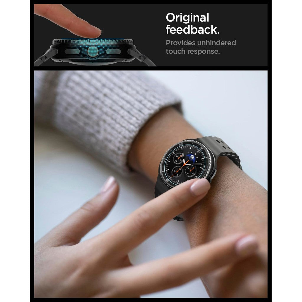 Spigen Glas.tR EZ Fit Tempered Glass Screen Protector Guard for Galaxy Watch 8 Classic (46mm) [2 Pack]