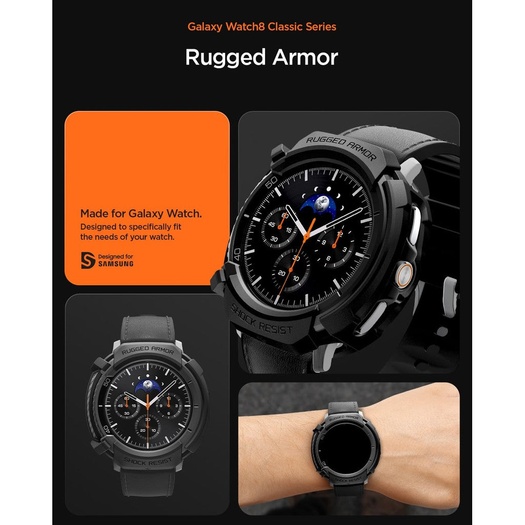 Spigen Rugged Armor for Samsung Galaxy Watch 8 Classic (46mm) Case - Matte Black