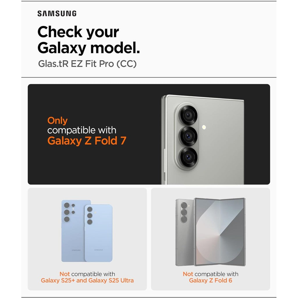 Spigen Tempered Glass Screen Protector [GlasTR EZ FIT Pro] designed for Galaxy Z Fold 7 [Case Friendly] - 2 Pack