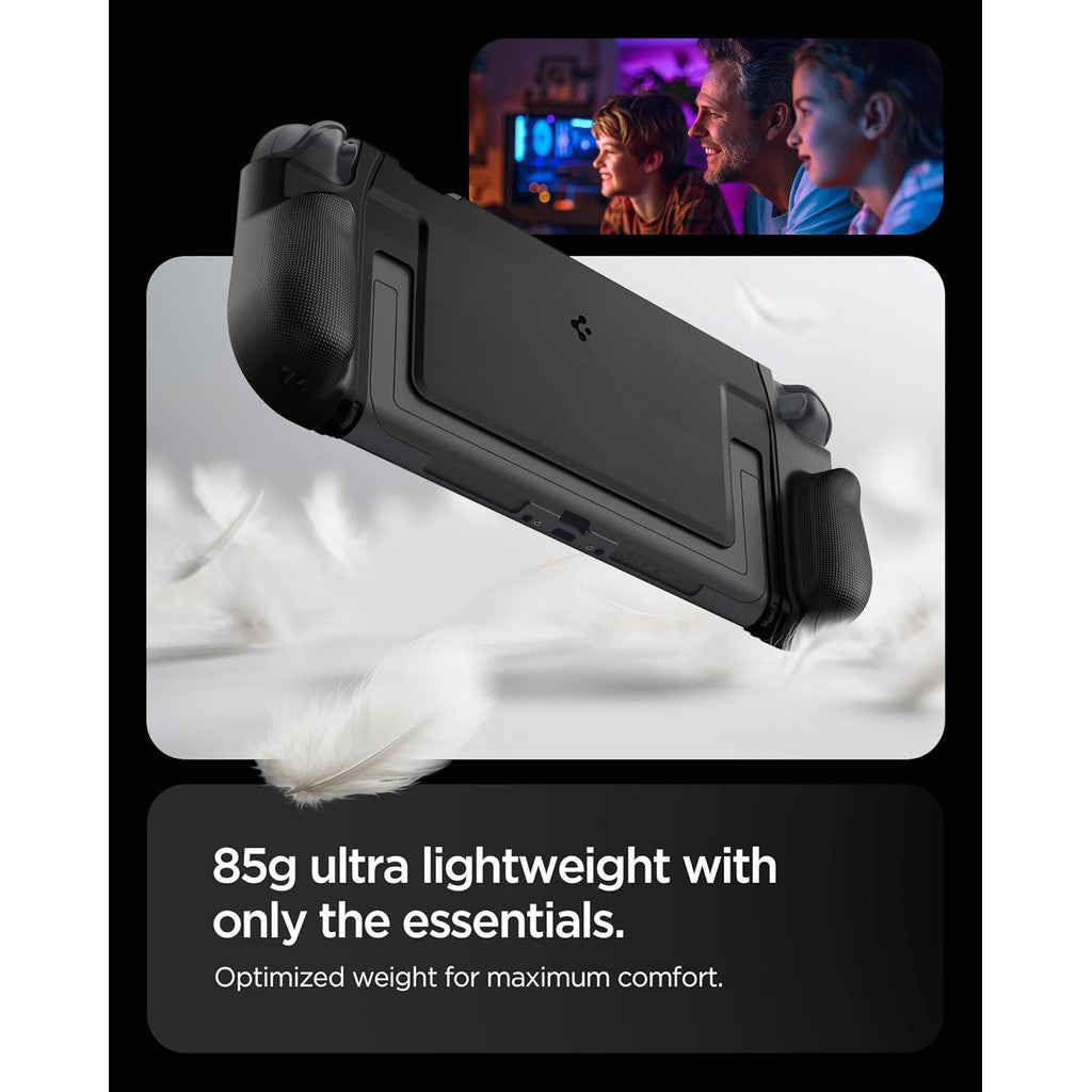 Spigen Dual Grip Nintendo Switch 2 Case (2025) Dockable Controller Cover with Kickstand and Enhanced Grip - Black