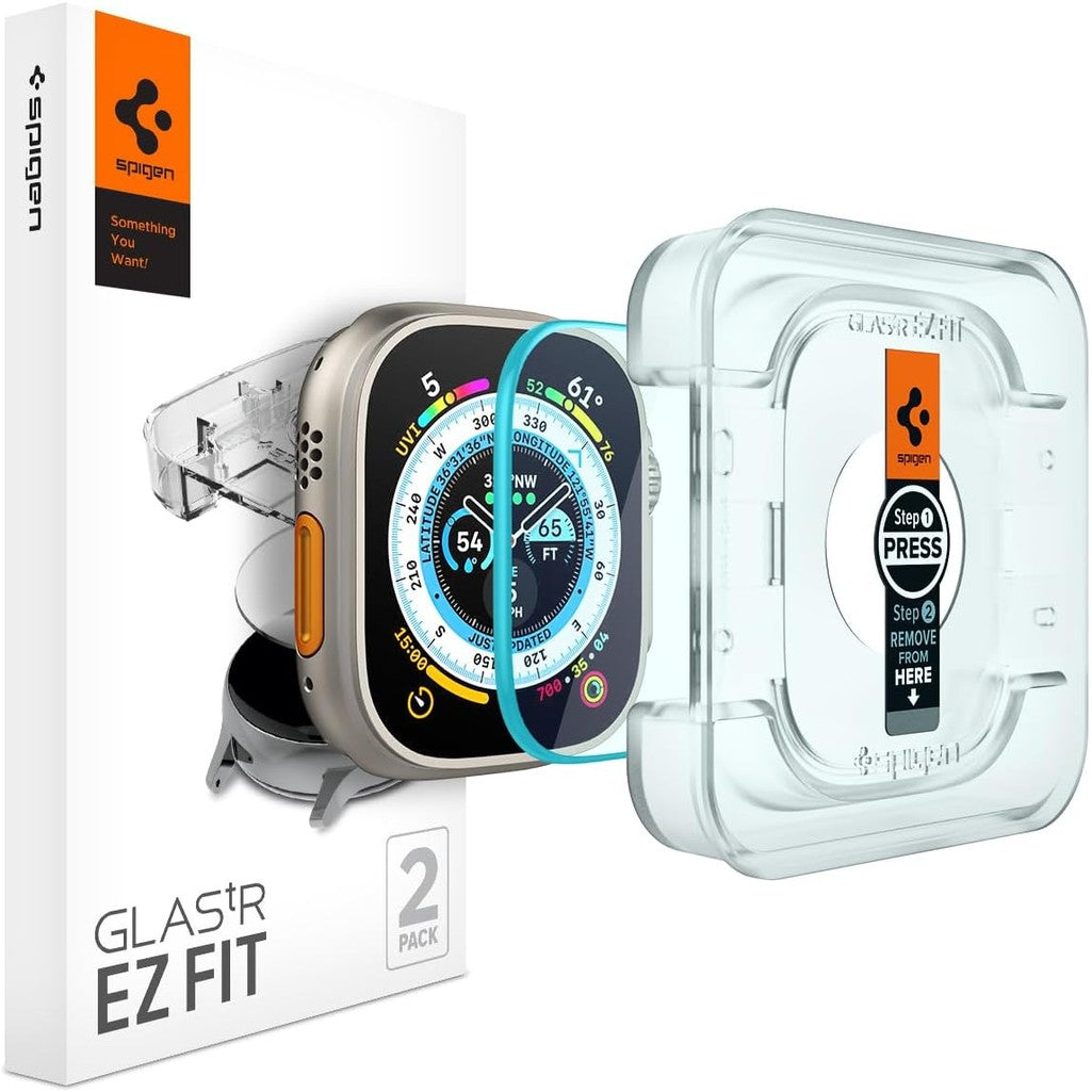 Spigen Glas.tR EZ Fit Tempered Glass Screen Protector Apple Watch Ultra 3 / Ultra 2 / Ultra (49mm) - 2 Pack