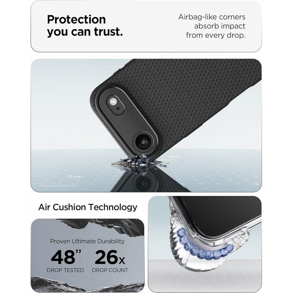 Spigen Liquid Air Matte Black Case for iPhone Air Case [TPU Covered Camera Control] [Military-Grade Protection]