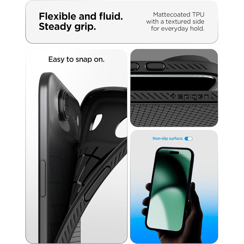 Spigen Liquid Air Matte Black Case for iPhone Air Case [TPU Covered Camera Control] [Military-Grade Protection]