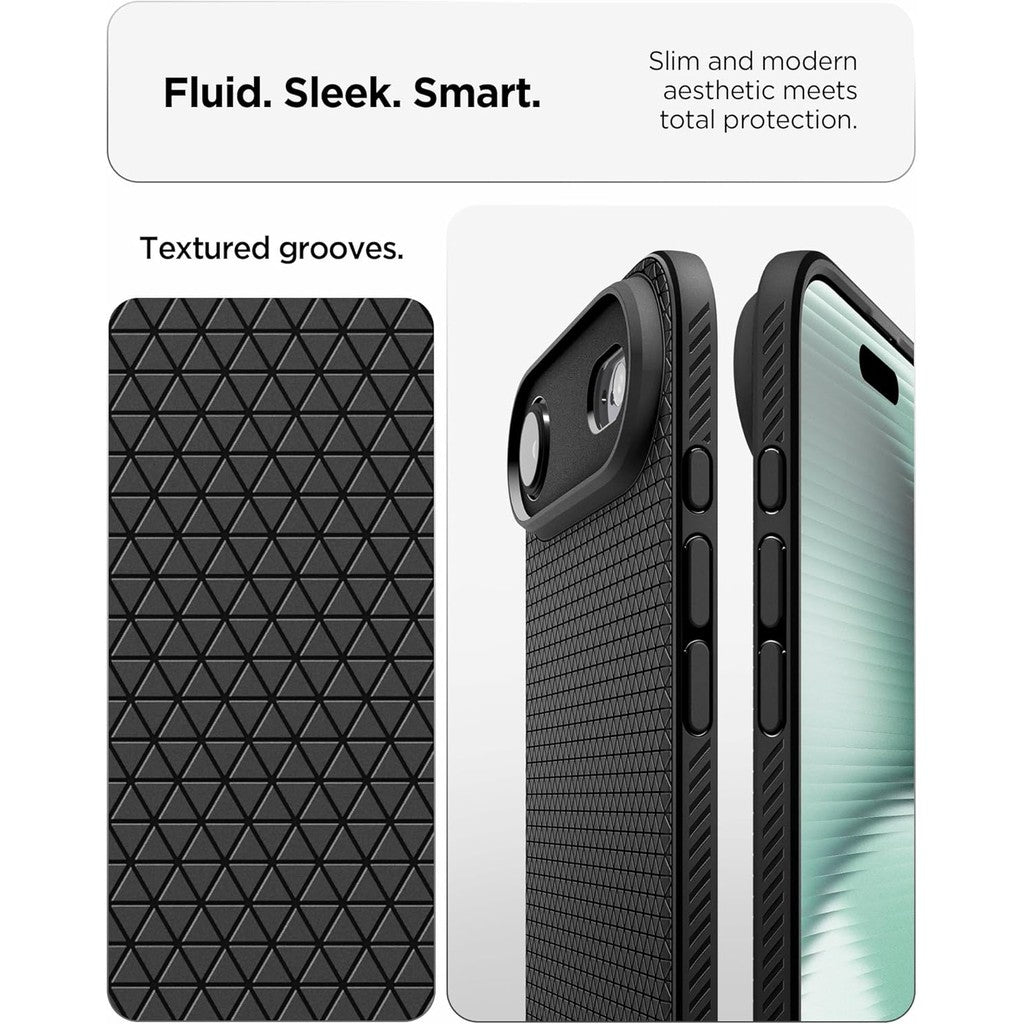 Spigen Liquid Air Matte Black Case for iPhone Air Case [TPU Covered Camera Control] [Military-Grade Protection]