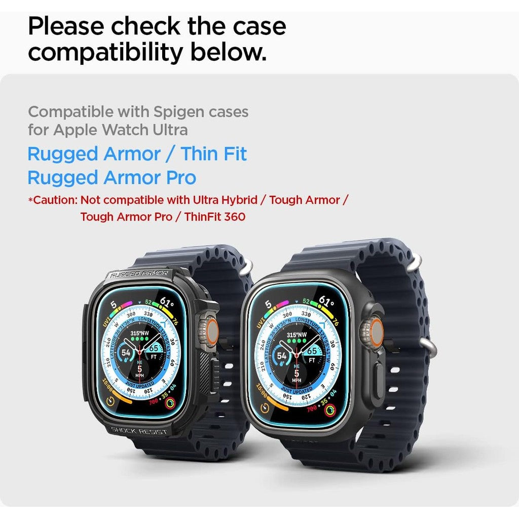 Spigen Glas.tR EZ Fit Tempered Glass Screen Protector Apple Watch Ultra 3 / Ultra 2 / Ultra (49mm) - 2 Pack