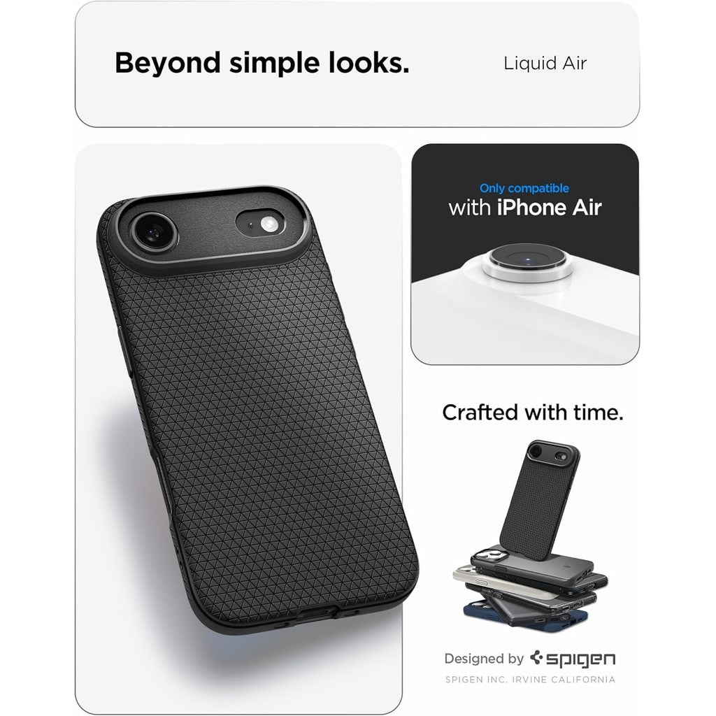 Spigen Liquid Air Matte Black Case for iPhone Air Case [TPU Covered Camera Control] [Military-Grade Protection]