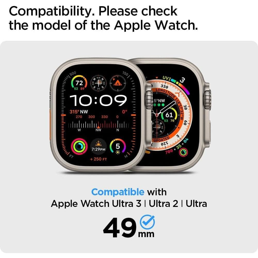 Spigen Glas.tR EZ Fit Tempered Glass Screen Protector Apple Watch Ultra 3 / Ultra 2 / Ultra (49mm) - 2 Pack