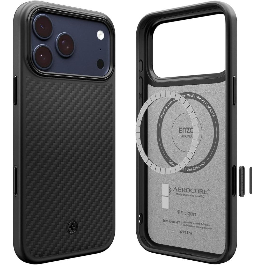 Spigen Enzo Aramid T MagFit Case for iPhone 17 Pro [Camera Control Button] [Compatible with MagSafe] - Black / Black