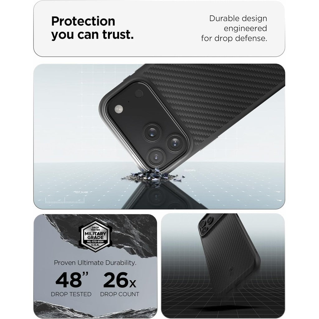 Spigen Enzo Aramid T MagFit Case for iPhone 17 Pro [Camera Control Button] [Compatible with MagSafe] - Black / Black