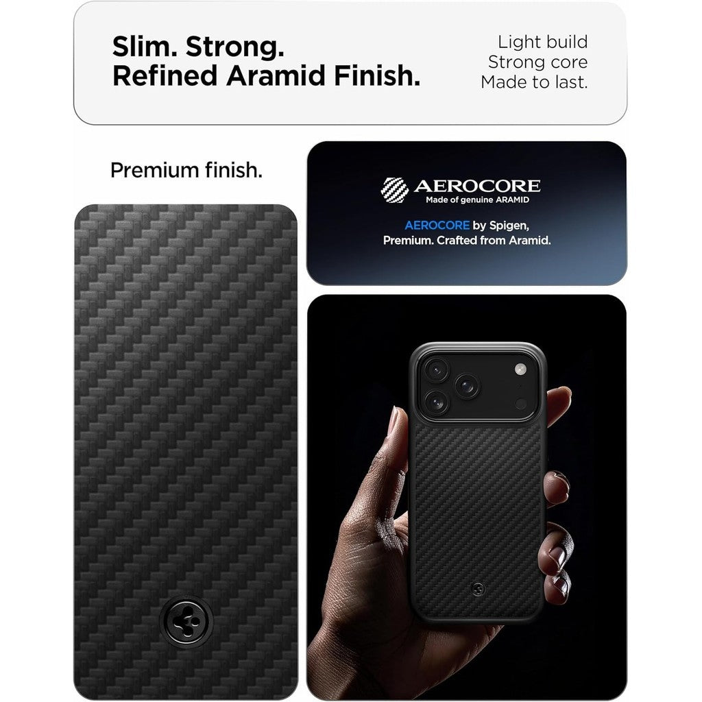 Spigen Enzo Aramid T MagFit Case for iPhone 17 Pro [Camera Control Button] [Compatible with MagSafe] - Black / Black