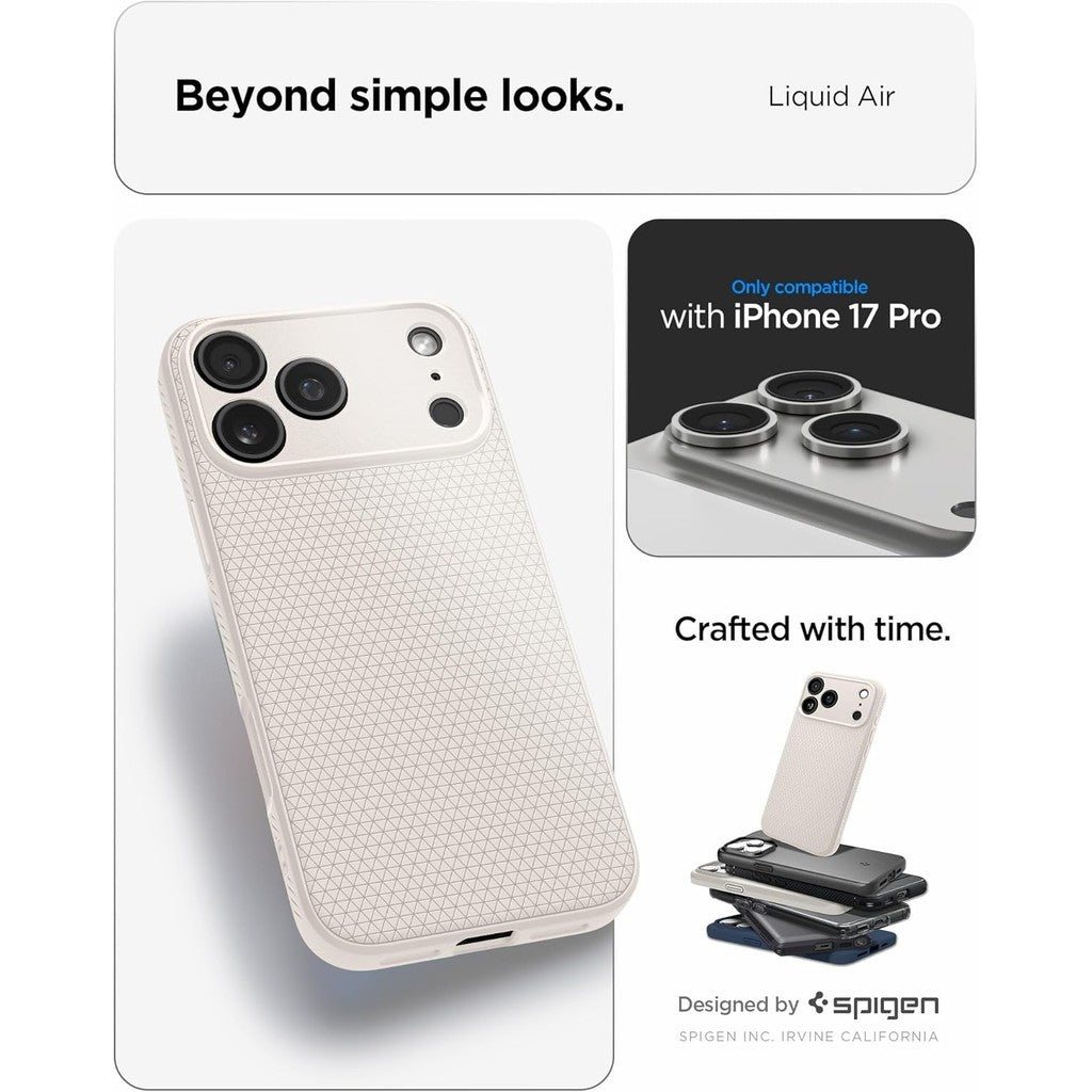 Spigen Liquid Air Case for iPhone 17 Pro Case [TPU Covered Camera Control] [No Magnet Ring] [Military-Grade Protection]