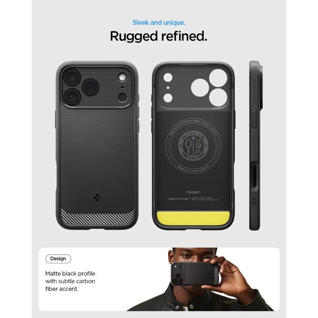 Spigen Rugged Armor MagFit for iPhone 17 Pro Max Case - Matte Black