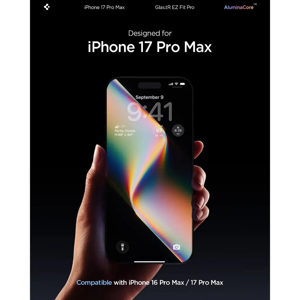 Spigen Glas.tR EZ Fit Pro HD Privacy Screen Protector [1 Pack] for iPhone 17 Pro Max / 17 Pro / 17 / 16 Pro Max / 16 Pro