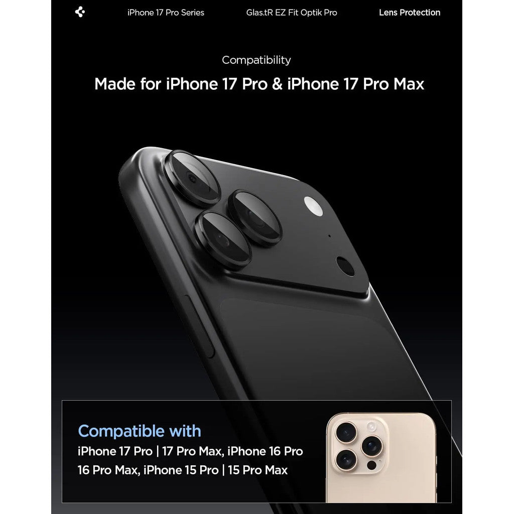 Spigen EZ Fit Optik Pro Camera Lens Protector [2 Pack] iPhone 17 Pro Max / 17 Pro / 16 Pro Max / 16 Pro - Crystal Clear