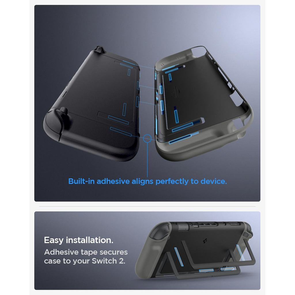 Spigen Nano Pop for Nintendo Switch 2 Case, Slim Fit PC Dockable Cover, Detachable Joy-Con, Kickstand - Black Sesame