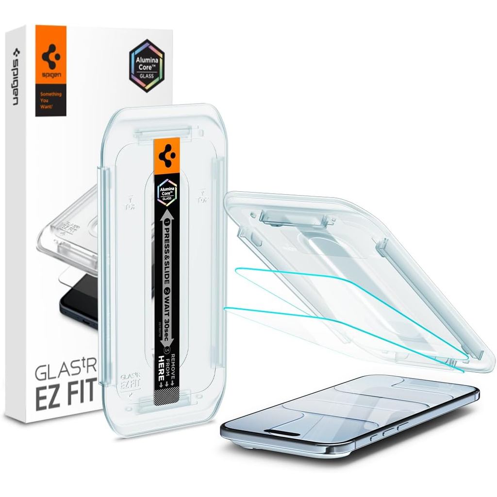 Spigen AluminaCore Tempered Glass Glas.tR EZ Fit l Sensor Protected for iPhone Air [2 Pack] Screen Protector