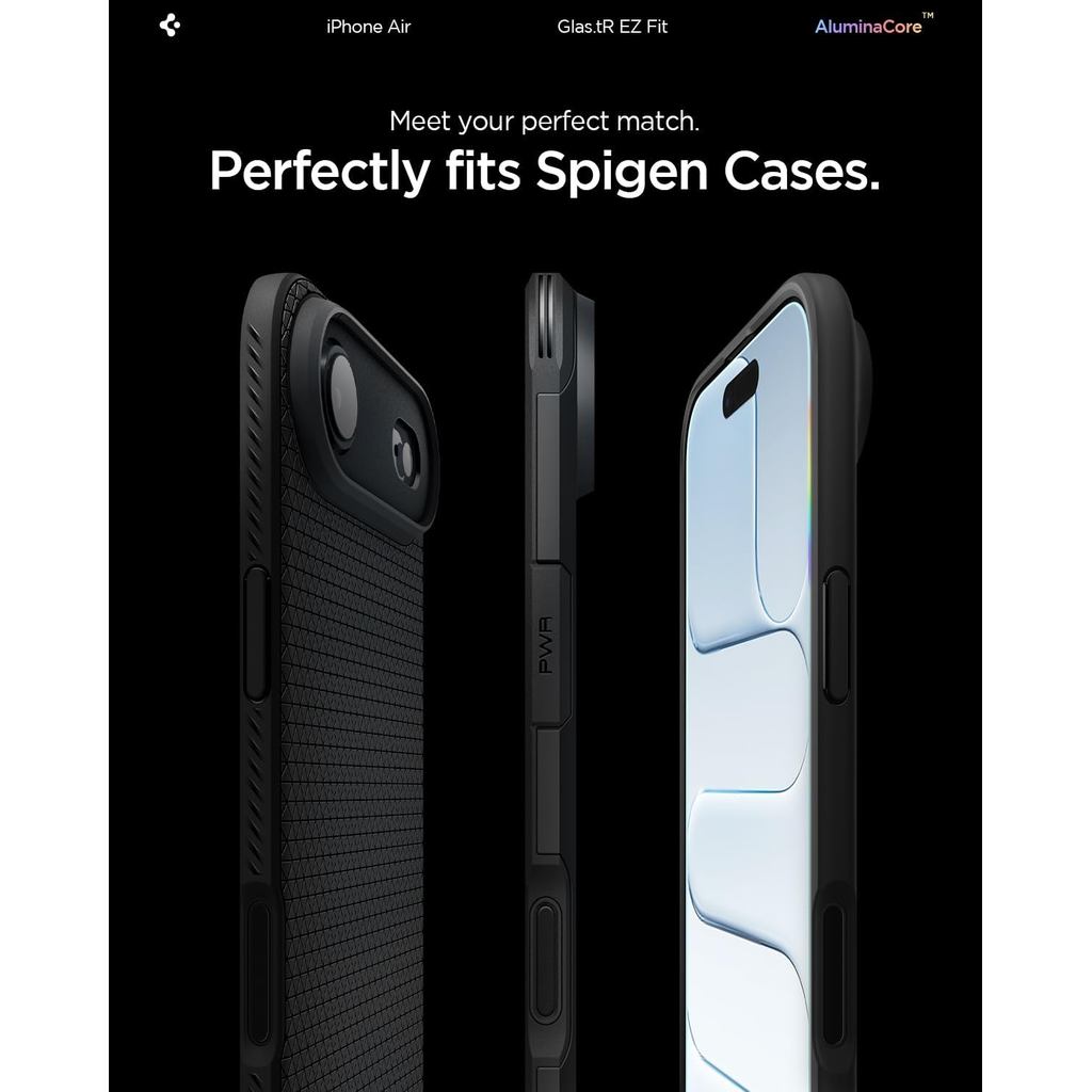 Spigen AluminaCore Tempered Glass Glas.tR EZ Fit l Sensor Protected for iPhone Air [2 Pack] Screen Protector