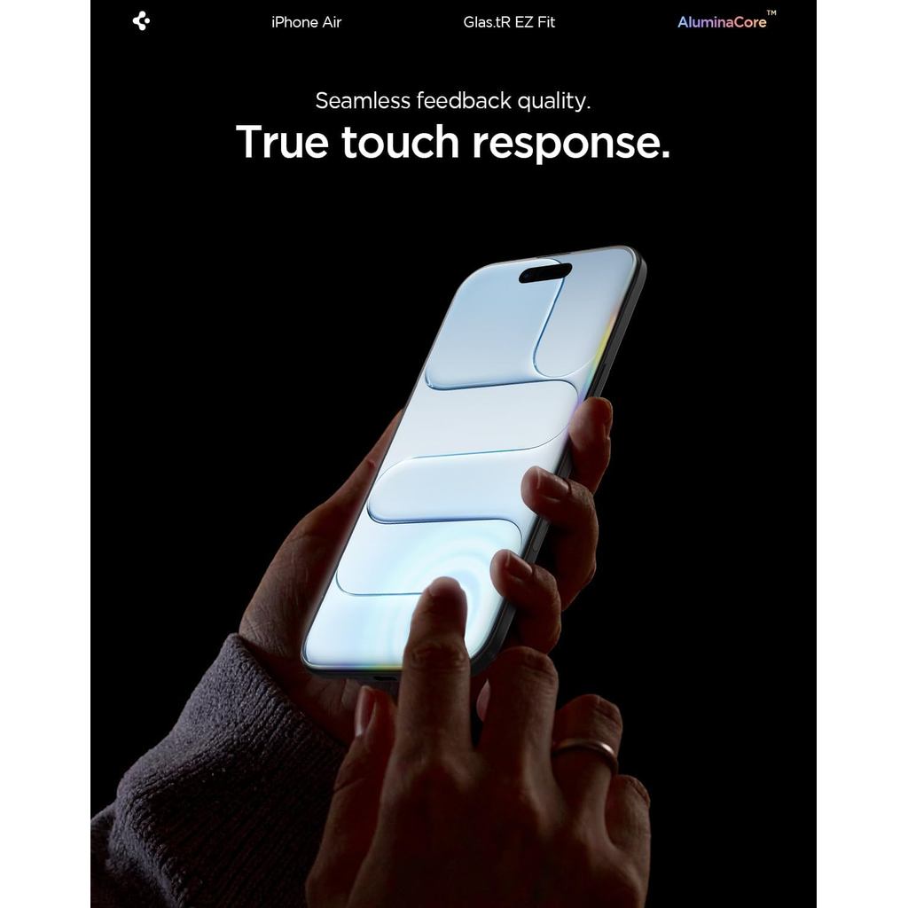 Spigen AluminaCore Tempered Glass Glas.tR EZ Fit l Sensor Protected for iPhone Air [2 Pack] Screen Protector