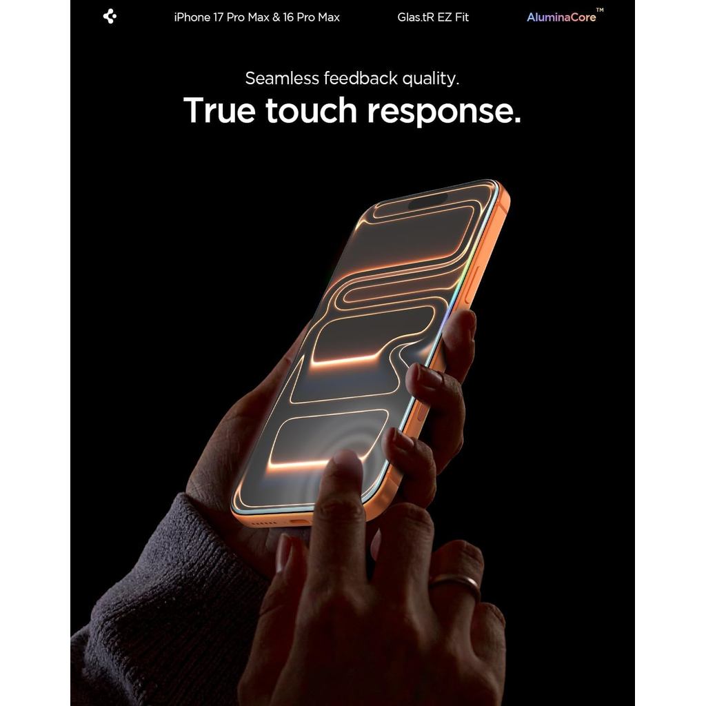 Spigen AluminaCore Tempered Glass Glas.tR EZ Fit l Sensor Protected for iPhone 17 Pro Max / 16 Pro Max [2 Pack]