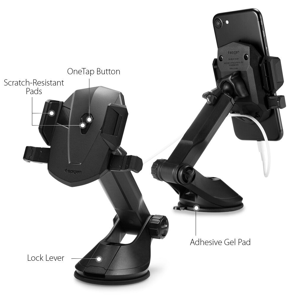 SPIGEN Car Mount [TS35] Suction Cup with Integrated Adhesive Gel Pad, Secure Lock with One-Touch Technology