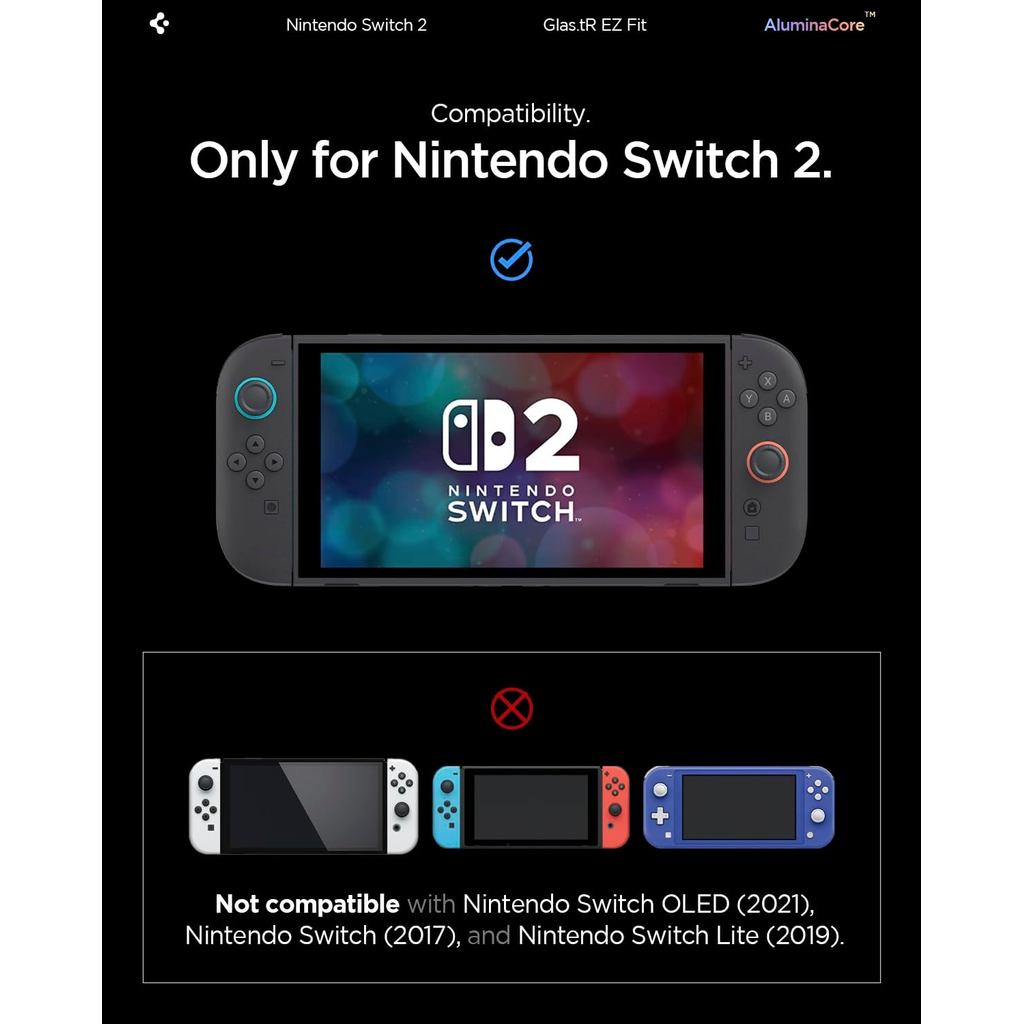 SPIGEN Glas.tR EZ Fit [2 Pack] Screen Protector for Nintendo Switch 2