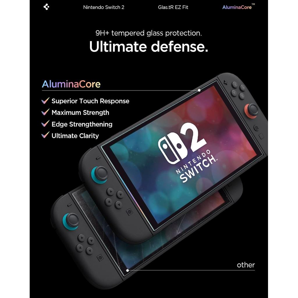 SPIGEN Glas.tR EZ Fit [2 Pack] Screen Protector for Nintendo Switch 2