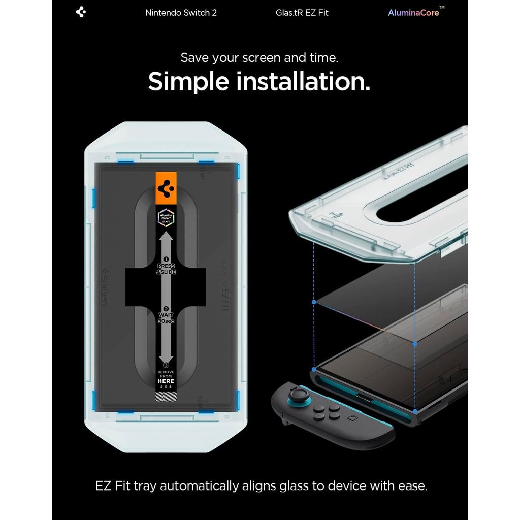 SPIGEN Glas.tR EZ Fit [2 Pack] Screen Protector for Nintendo Switch 2