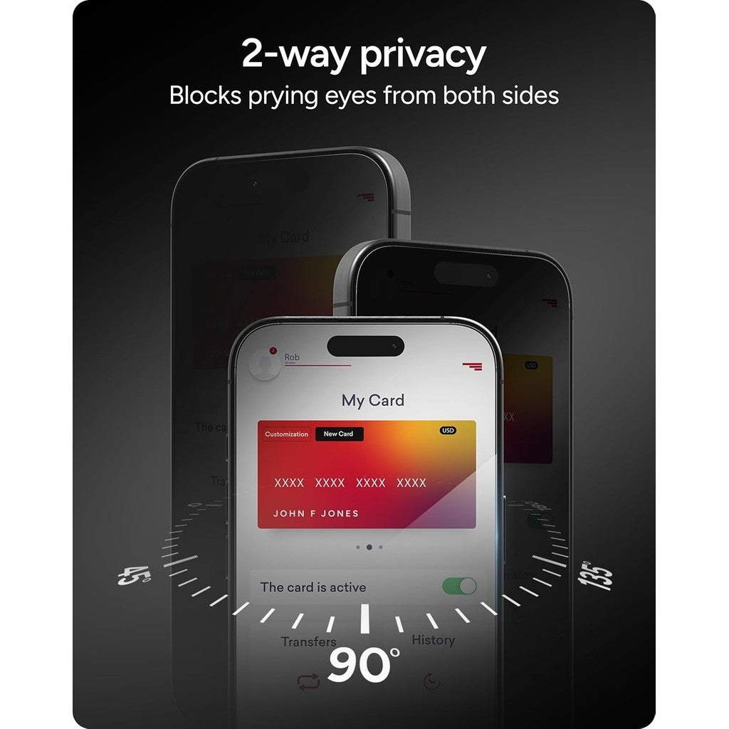 ZAGG Glass Plus Elite Edge Privacy 2 Way Full-Screen Protector Coverage for iPhone 17 Series