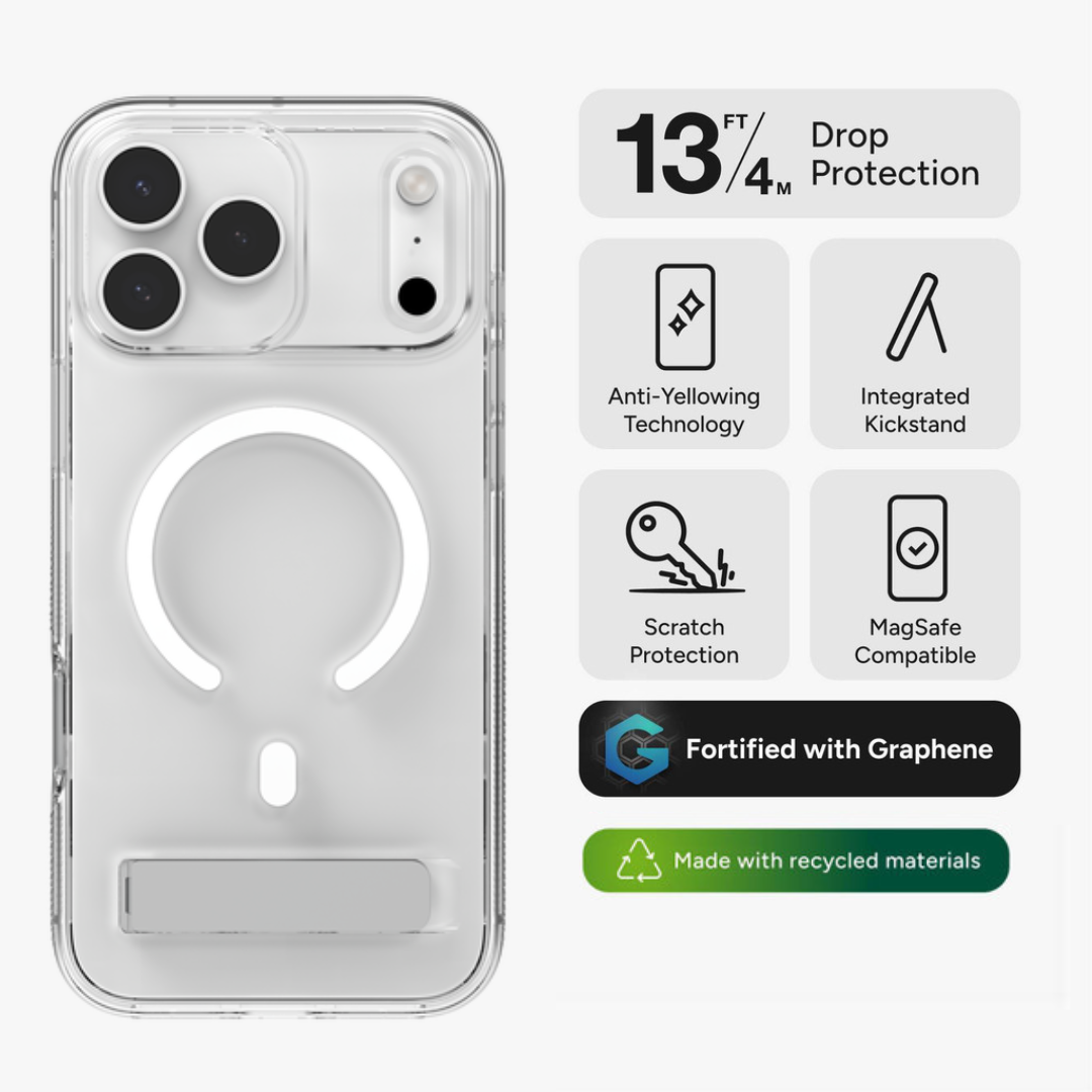 ZAGG Crystal Palace Snap MagSafe Case with Kickstand for iPhone 17 Series - Clear