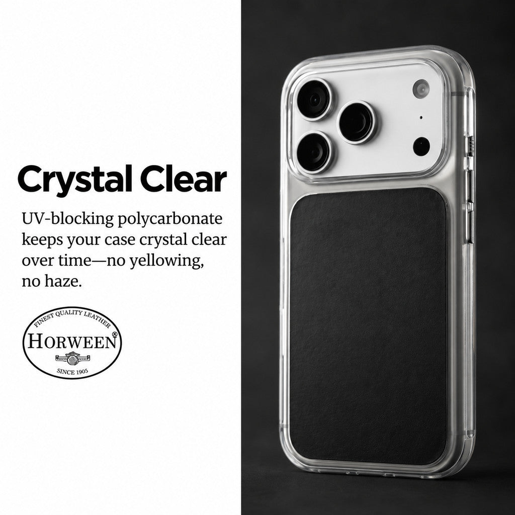 NOMAD Clear Leather Case with Horween Leather Magnetic Compatible for iPhone18 Series