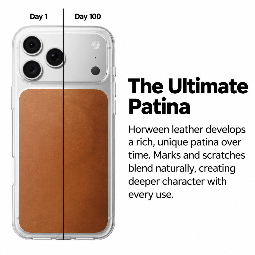 NOMAD Clear Leather Case with Horween Leather Magnetic Compatible for iPhone18 Series