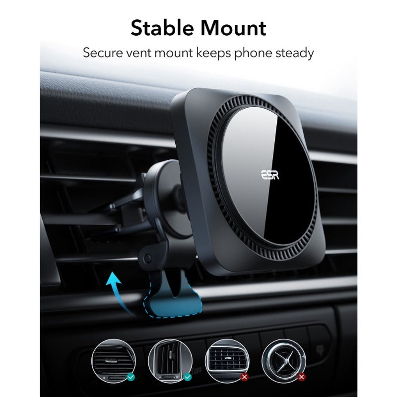 ESR HaloLock™ Magnetic Wireless Car Charger Mount for iPhone 13 12 Pro Max Mini (Supports MagSafe)
