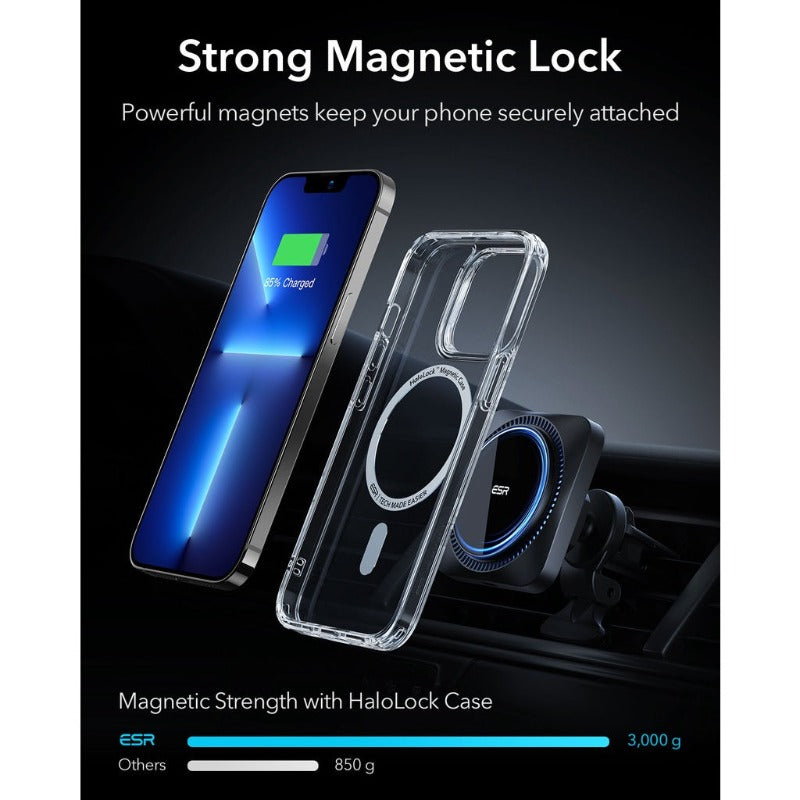 ESR HaloLock™ Magnetic Wireless Car Charger Mount for iPhone 13 12 Pro Max Mini (Supports MagSafe)