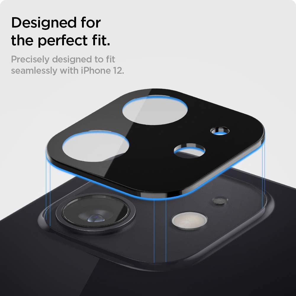 Spigen iPhone 12 / Pro / Pro Max Glas.tR Optik Camera Lens Screen Protector Black [2 Pack]