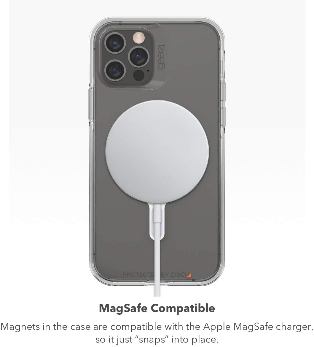 Gear4 Crystal Palace Snap MagSafe iPhone 12 / Pro / Pro Max Perlindungan Impak dengan Sarung Jelas MagSafe Crystal
