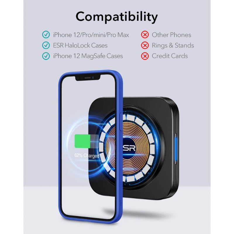 ESR HaloLock Magnetic Wireless Car Charger Mount iPhone 13 12 Magsafe Fast Charging Car Phone Holder