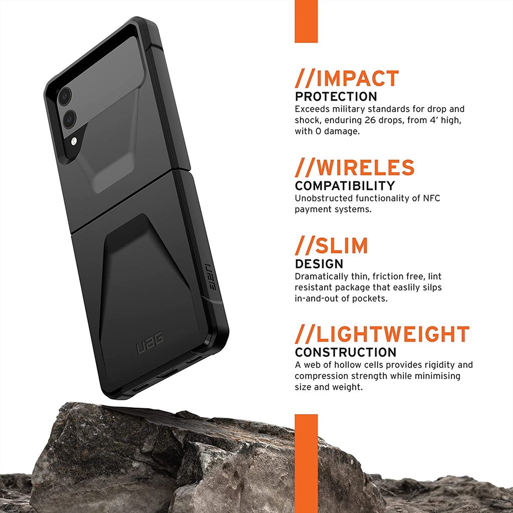 UAG Designed for Samsung Galaxy Z Flip 4 Case Civilian [Black] Sleek Ultra-Thin Feather-Light Case Cover