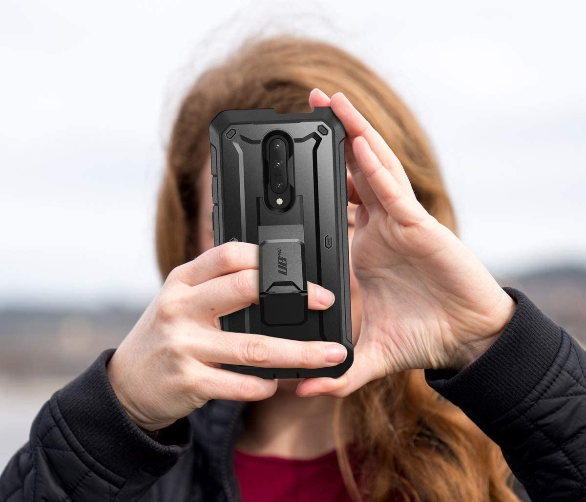 SUPCASE Unicorn Beetle Pro OnePlus 7 / 7T Pro / 7T Full-Body Rugged Holster Kickstand Case with Built-in Screen Protector (Black)
