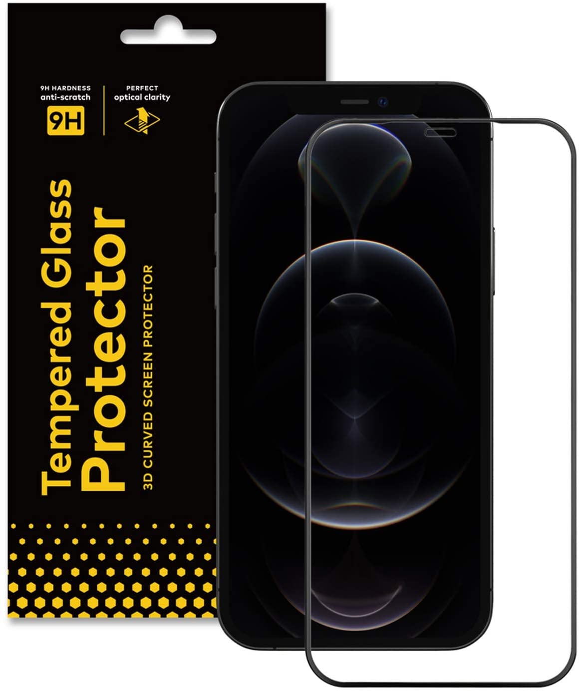 RhinoShield 9H 3D Curved Edge iPhone13&12/Pro/ProMax/Mini Tempered Full Coverage Clear Scratch Resistant Screen Protection