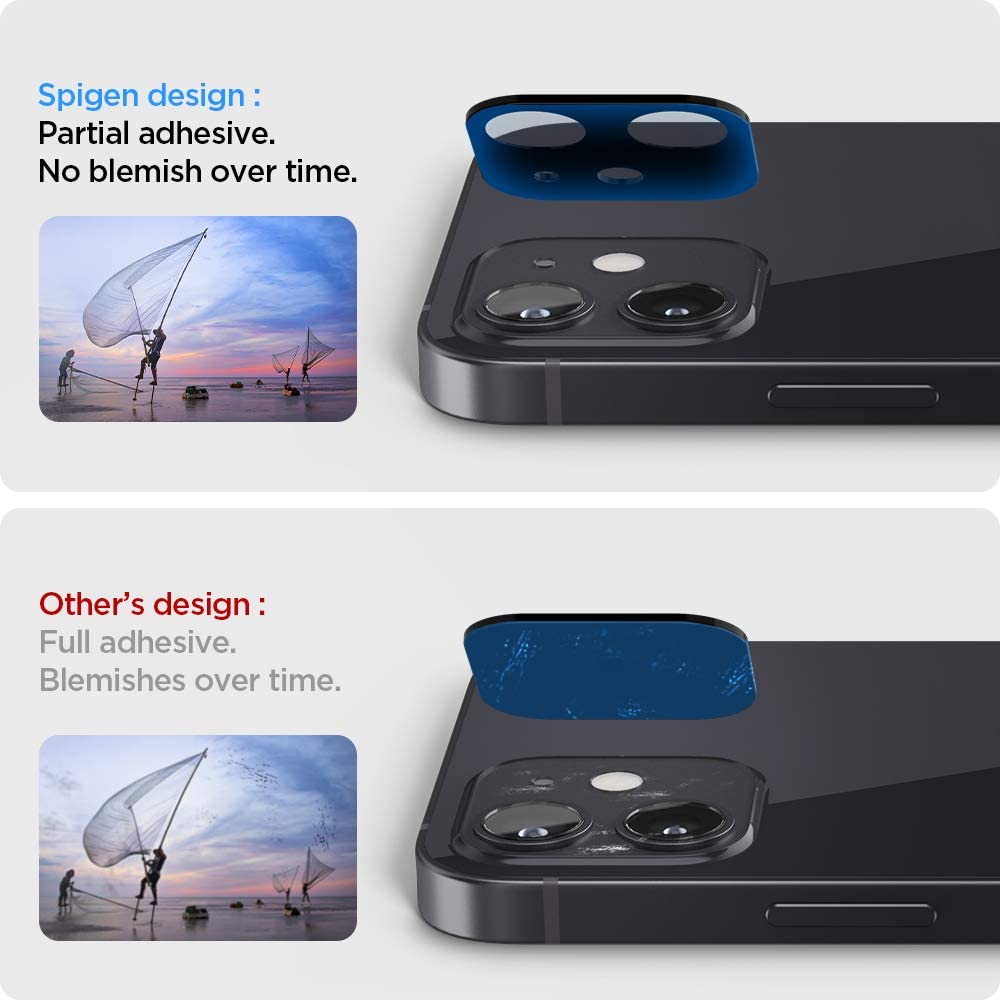 Spigen iPhone 12 / Pro / Pro Max Glas.tR Optik Camera Lens Screen Protector Black [2 Pack]
